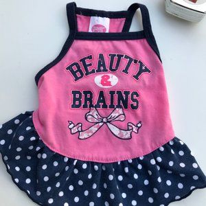 Glamour XS dog pink polkadot jersey with flatter flare blue and white do…